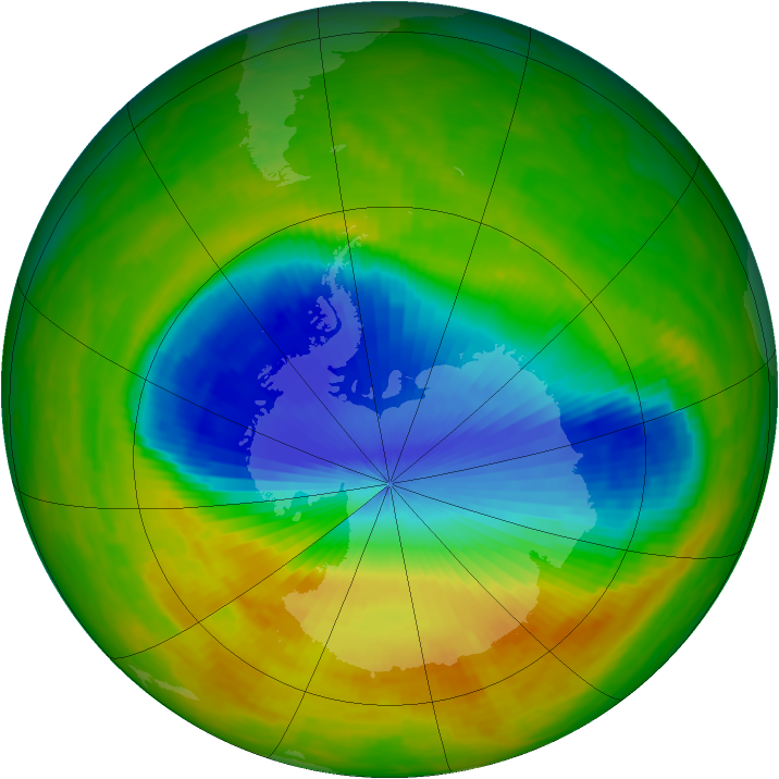 Antarctic ozone map for 13 November 1991